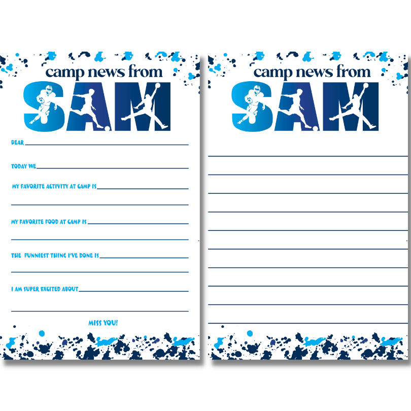 Splatter Silhouette Sport Notepad - Lined or Fill in the Blank
