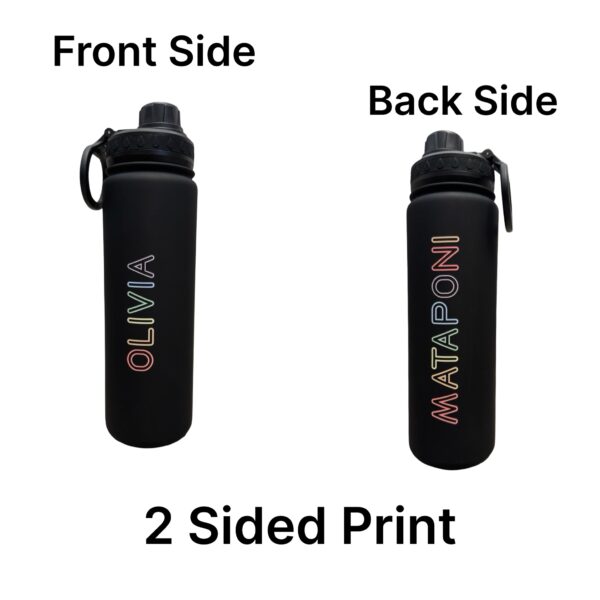 Olivia & Mataponi (2 Sided) Rainbow Black Water Bottle
