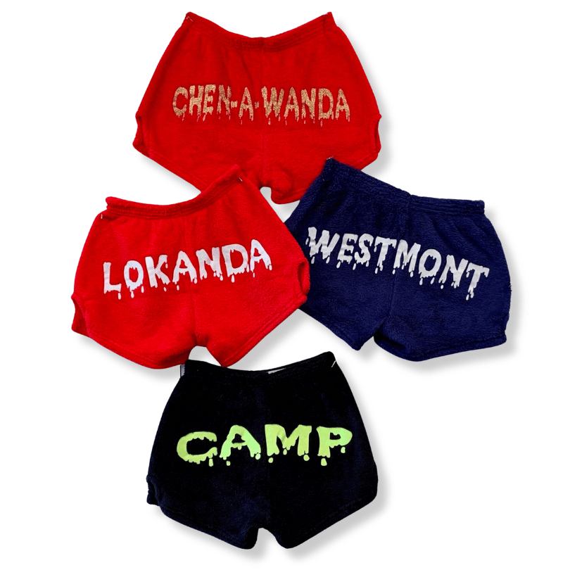Made-with-Love-and-Kisses Pajama Shorts with Dripping Camp Name