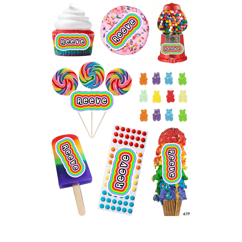 Namedrops-Personalized Cling It Sheet CI-47 Rainbow Candy