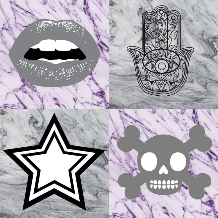 3 Marble Foursome Decals (Purple Marble)