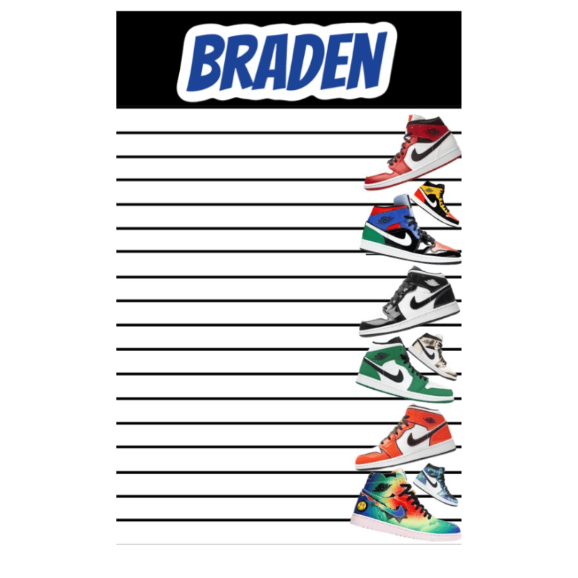 Boys Personalized Notepad Create - Boy Sneaker