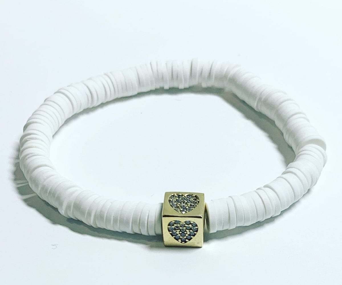 6mm Rubber Disc with Rhinestone Letter Square-1