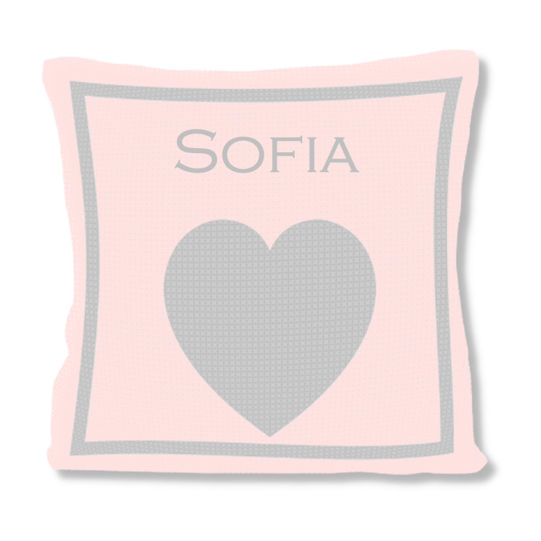 METALLIC SINGLE HEART & NAME PILLOW