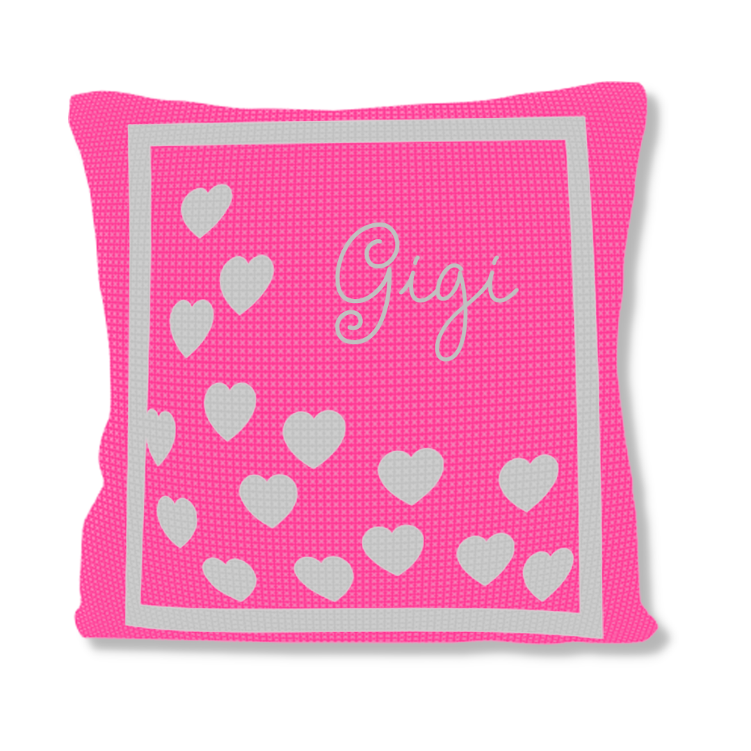 METALLIC SPRINKLED HEARTS PILLOW