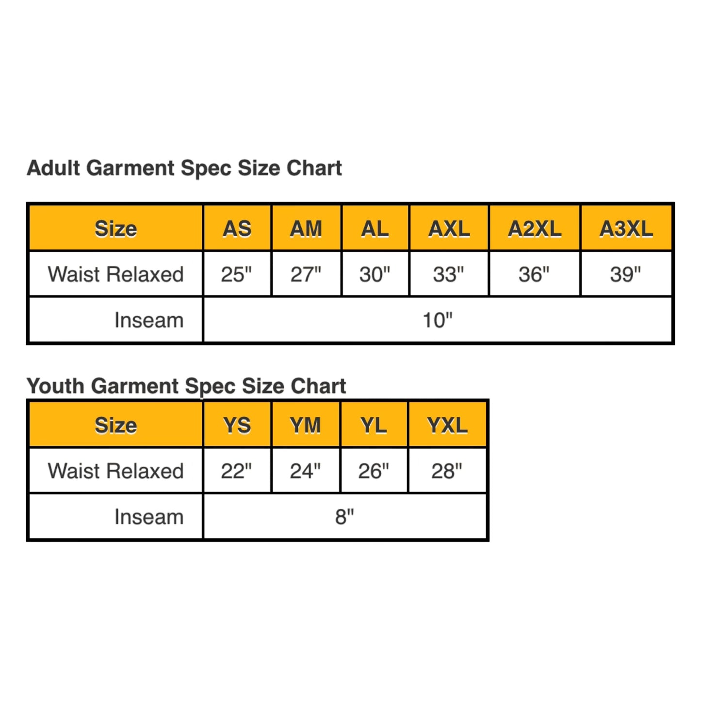 Size Chart - Reversible Swoosh Shorts - Custom Press