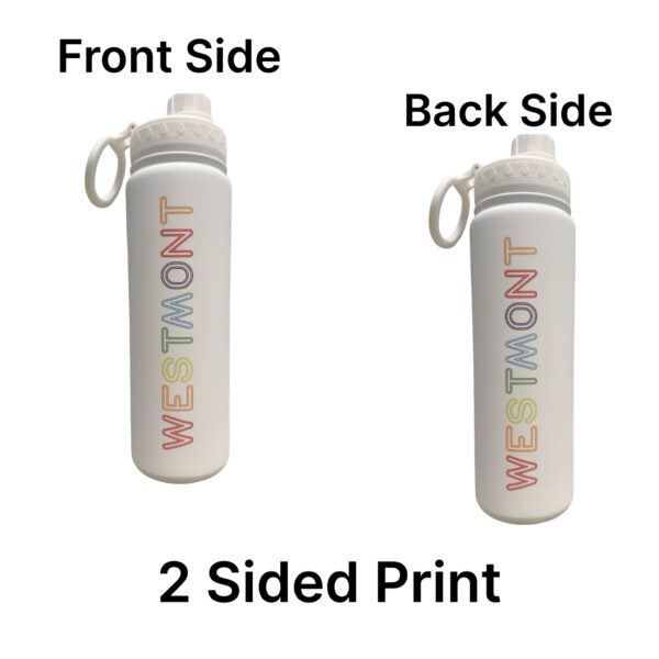Westmont (2 Sided Print) Rainbow Neon White Water Bottle