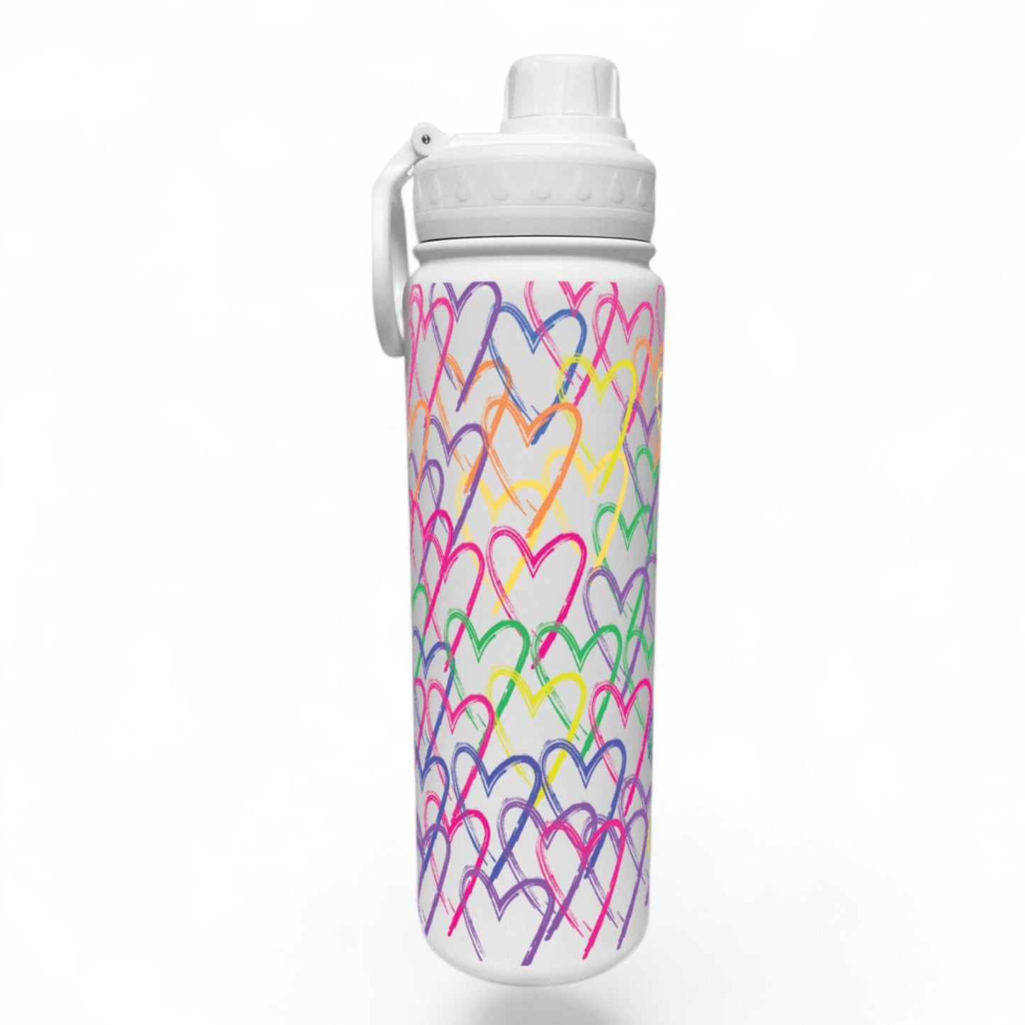 Rainbow Heart Sketch Wrap Water Bottle