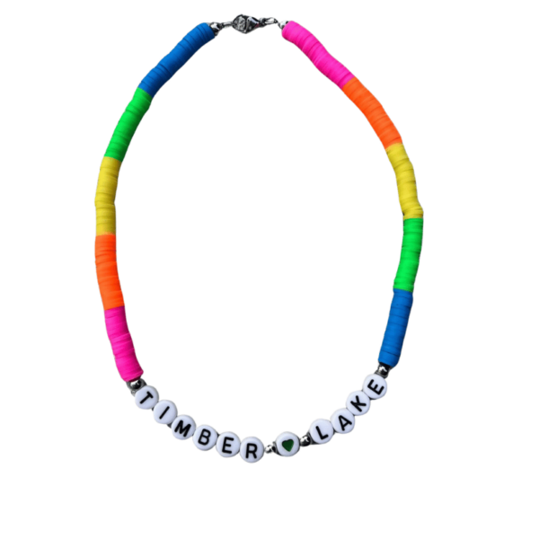 Neon Rainbow Block Camp Necklace