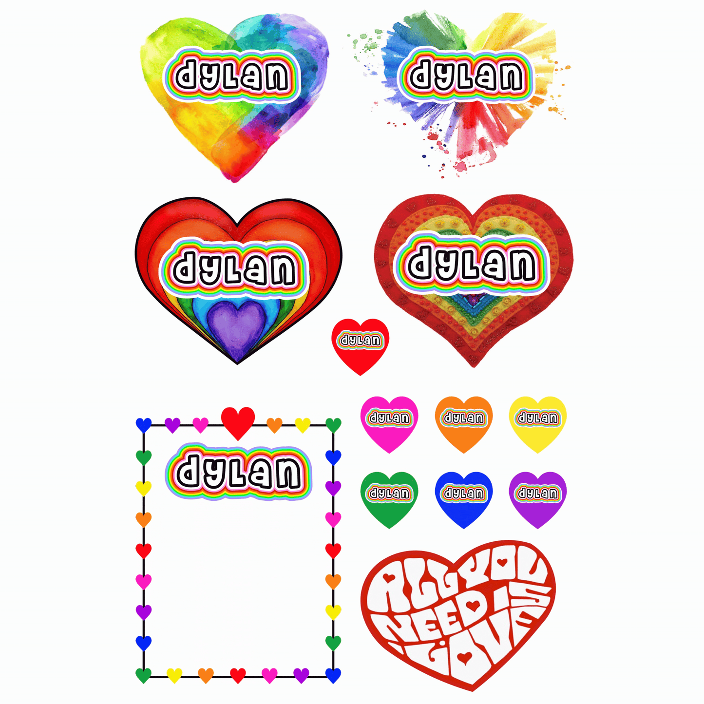 Cling It Sheet - CI 52P Rainbow Hearts
