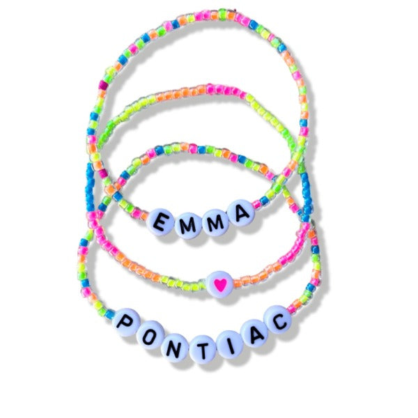 Neon Rainbow Seed Bead Bracelet Stack – (Set of 3)