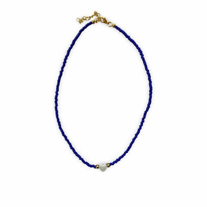 Pearl Heart Camp Color Seed Bead Necklace