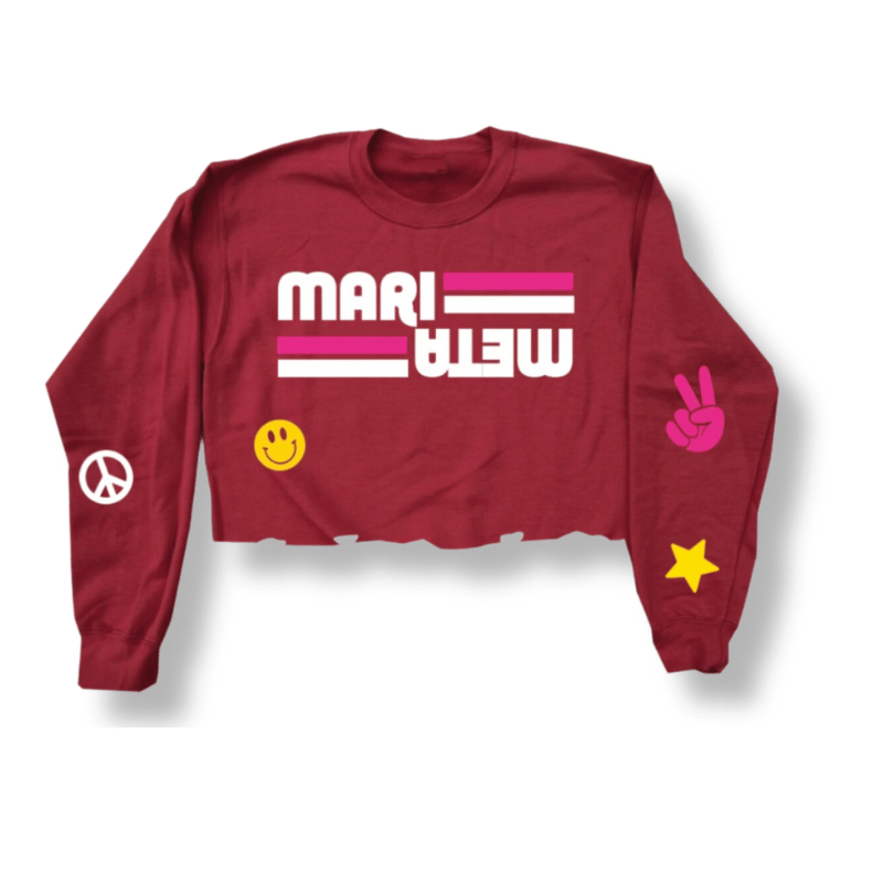 Mirrored Split Cropped camp crewneck with or without emoji