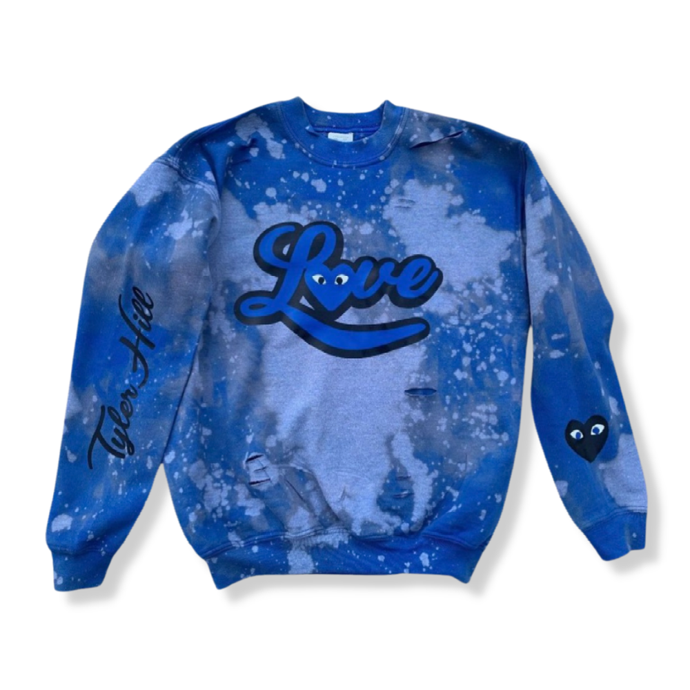 1-FEATURE Bleached Comme De Love Camp Crewneck