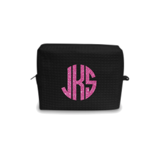 1 FEATURE Monogram Waffle Makeup Bag