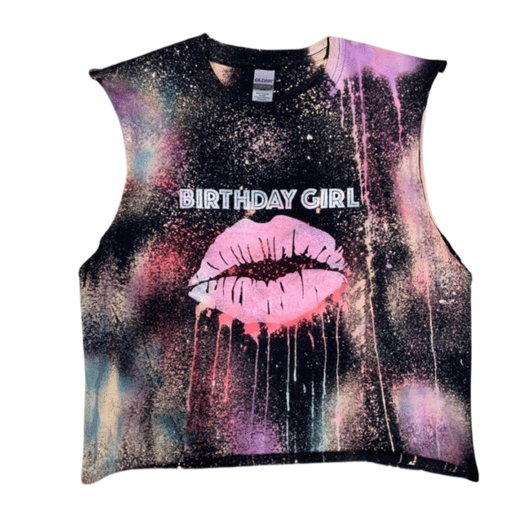 Reverse Tie Dye Birthday Girl Shirt