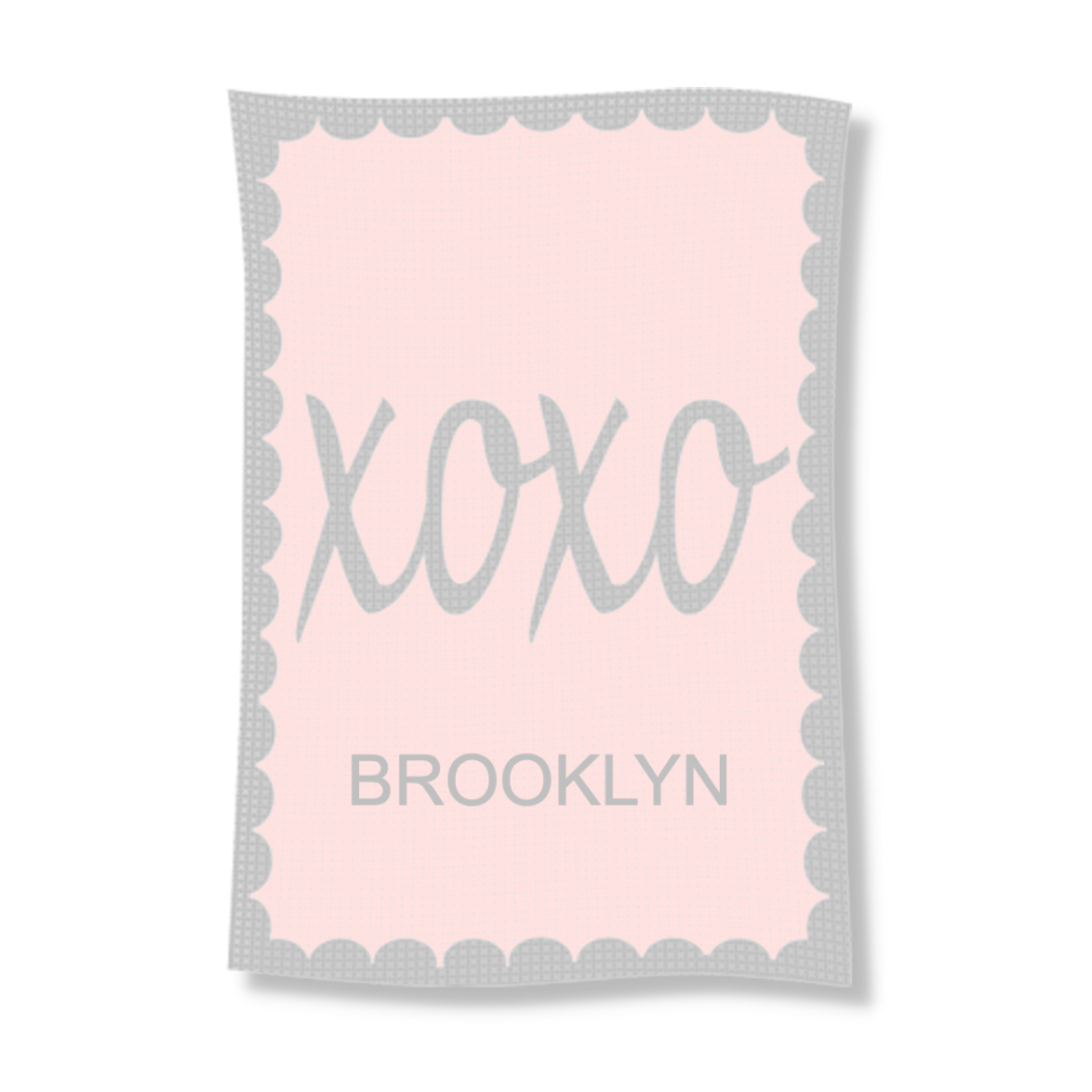 METALLIC HUGS &amp; KISSES NAME STROLLER BLANKET