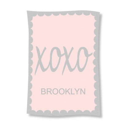 METALLIC HUGS &amp; KISSES NAME STROLLER BLANKET