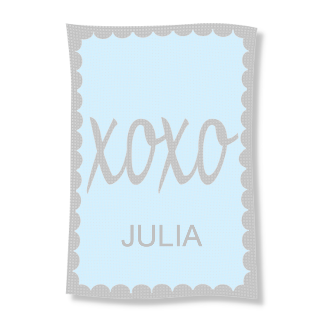 METALLIC HUGS &amp; KISSES NAME STROLLER BLANKET
