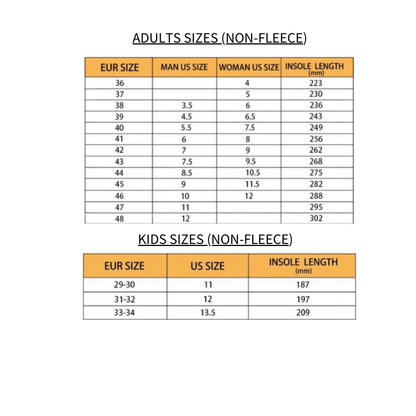 Crock Inspired Shoe (Non-Fleece) Size Shart (Kids and Adults)