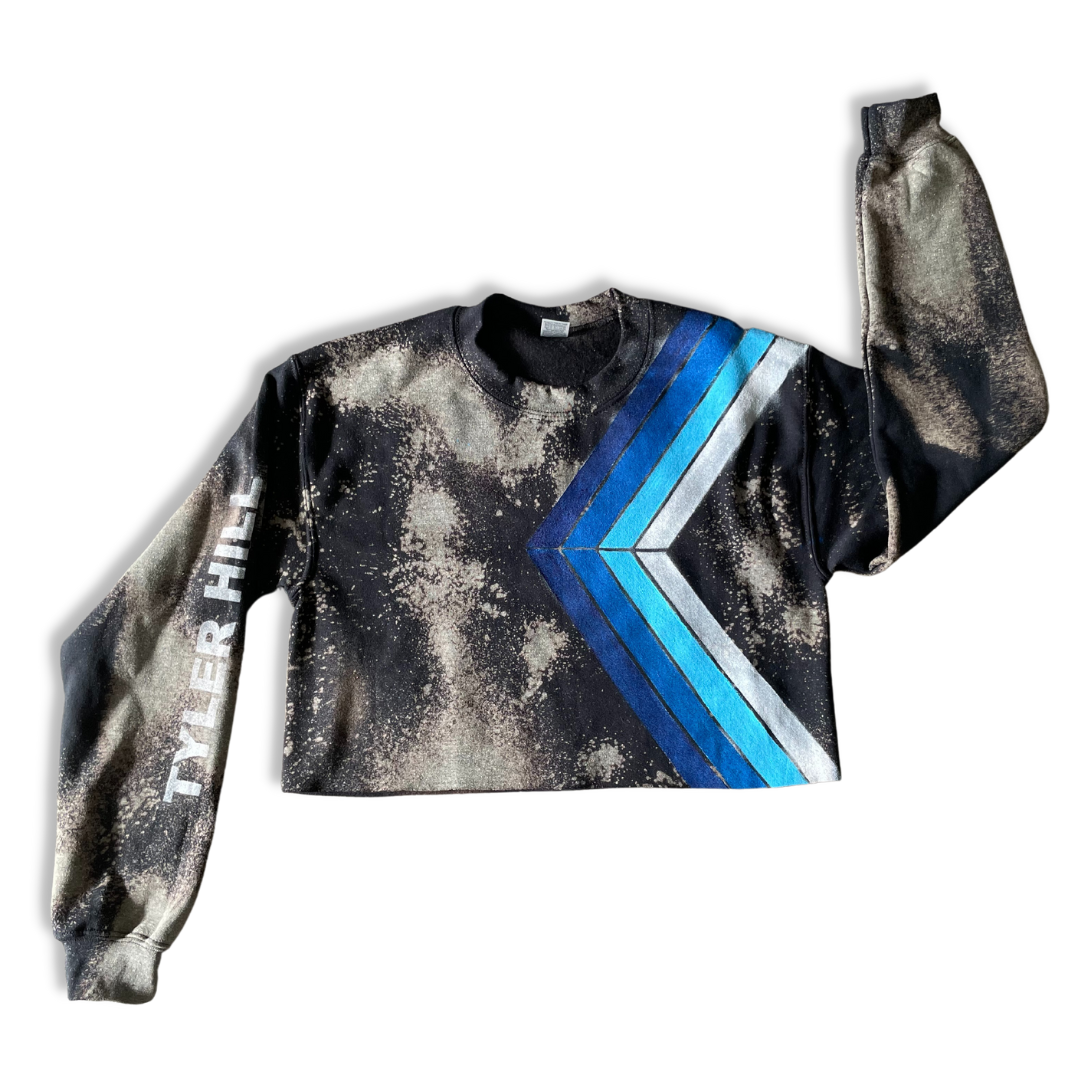 Ombre Stripes Black Camp Sweatshirt