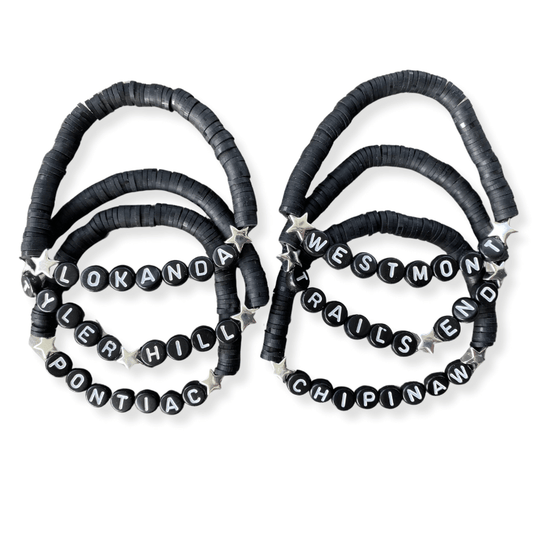 Black Bead and Star Camp Bracelet