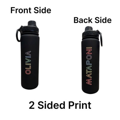 Olivia & Mataponi (2 Sided) Rainbow Black Water Bottle
