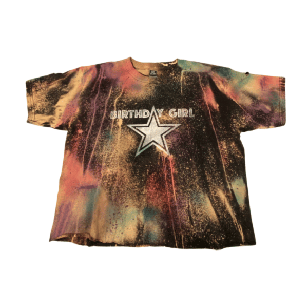 Reverse Tie Dye Birthday Girl Shirt