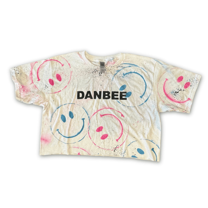 White Hand Painted Camp Smiles Shirt – Pink &amp; Blues