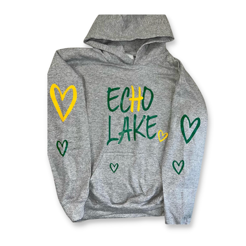 Multi Hearts Gray Camp Hoodie