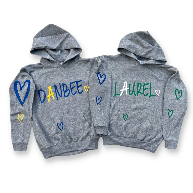 Multi Hearts Gray Camp Hoodie