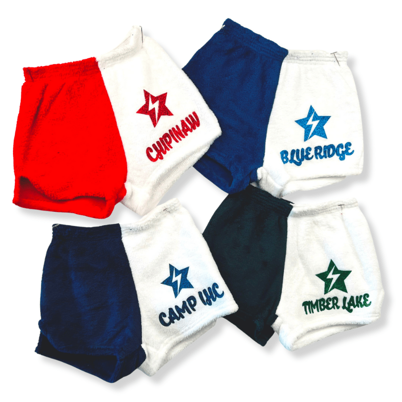 Made-with-Love-and-Kisses Pajama Shorts with Camp Name, Star and Bolt