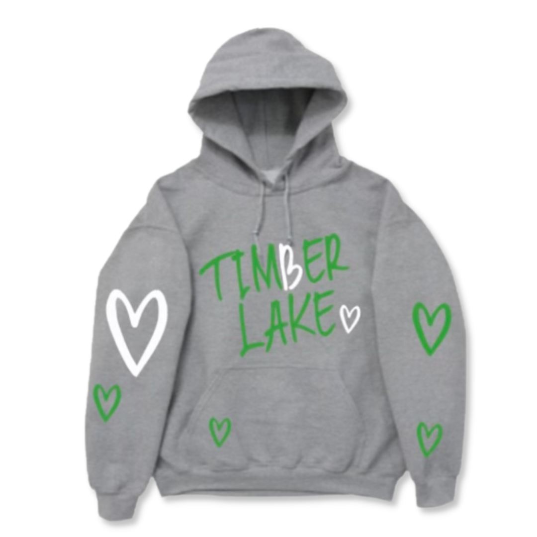 Multi Hearts Gray Camp Hoodie