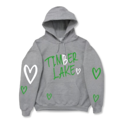 Multi Hearts Gray Camp Hoodie