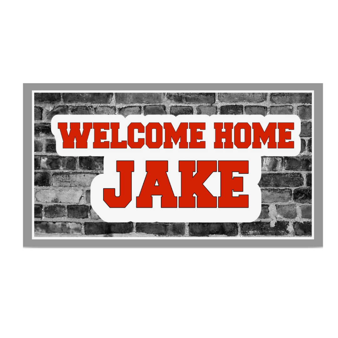 Welcome Home - Brick with Red Varsity