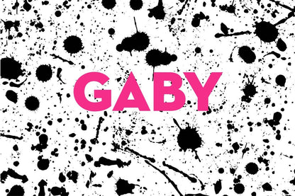 2 Black Splatter Paint _ Hot Pink Name Placemat