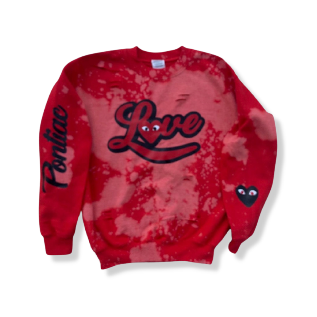 2-Bleached Comme De Love Camp Crewneck