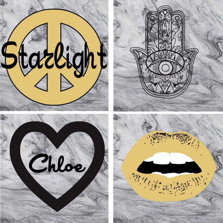 2 Marble Foursome Decals (Black Marble)