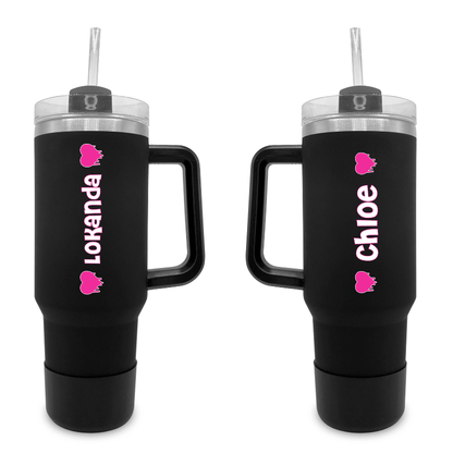 Fanatic-Drippy Hearts - 40 0z Tumbler with Handle