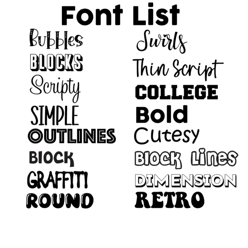 Font Options - Just Love Designs
