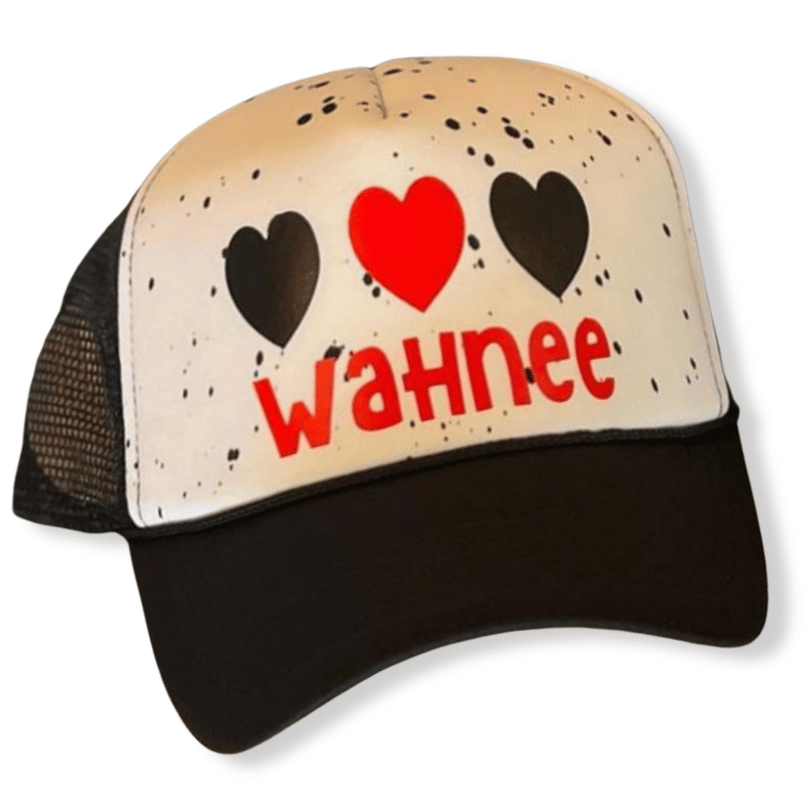 Triple Heart Splatter Paint Camp Hat