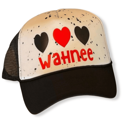 Triple Heart Splatter Paint Camp Hat