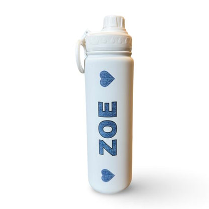 Zoe & Mataponi (2 Sided) Denim & ♥️ White Water Bottle