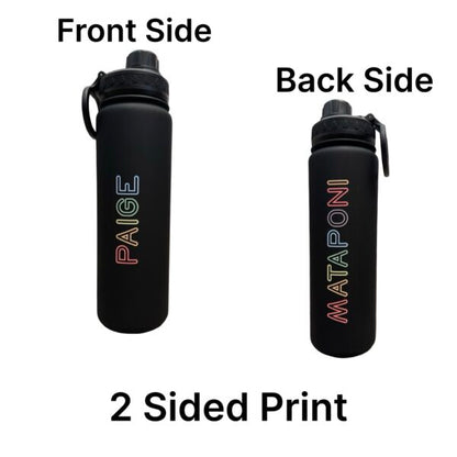Paige & Mataponi (2 Sided) Rainbow Black Water Bottle