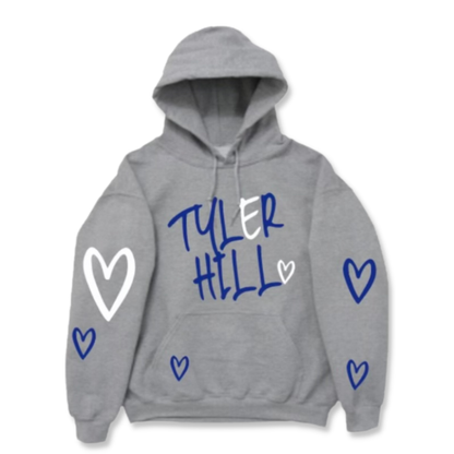 Multi Hearts Gray Camp Hoodie