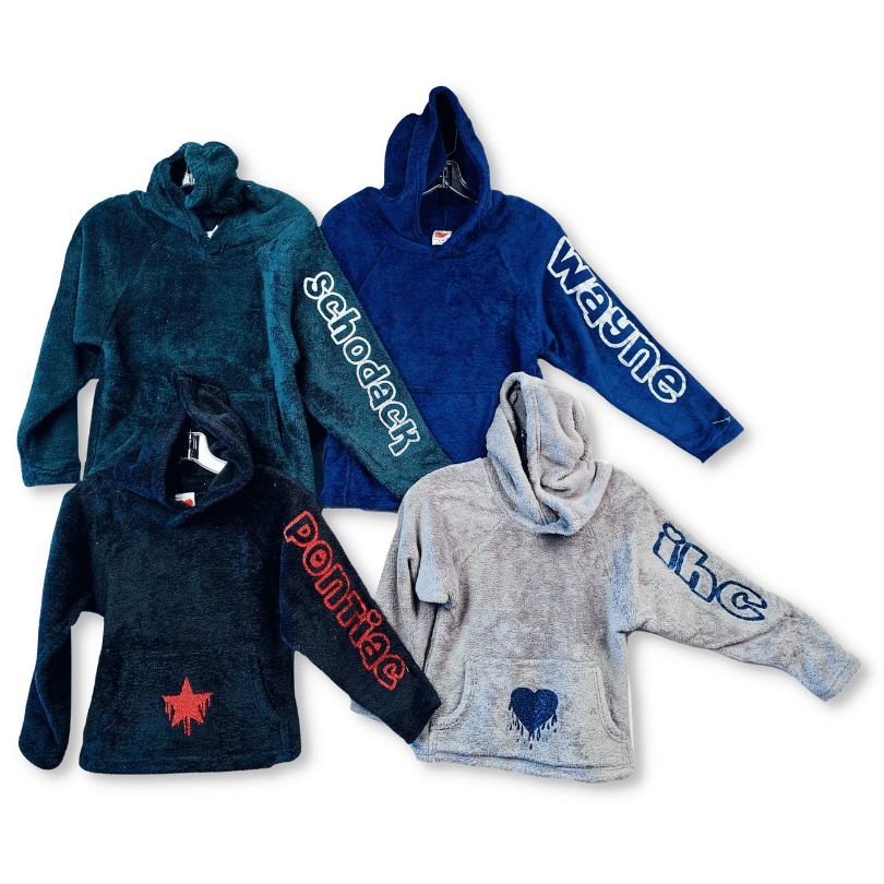 Made-with-Love-and-Kisses- Sweatshirt with Bubble Glitter Camp Name and Drippy Icon