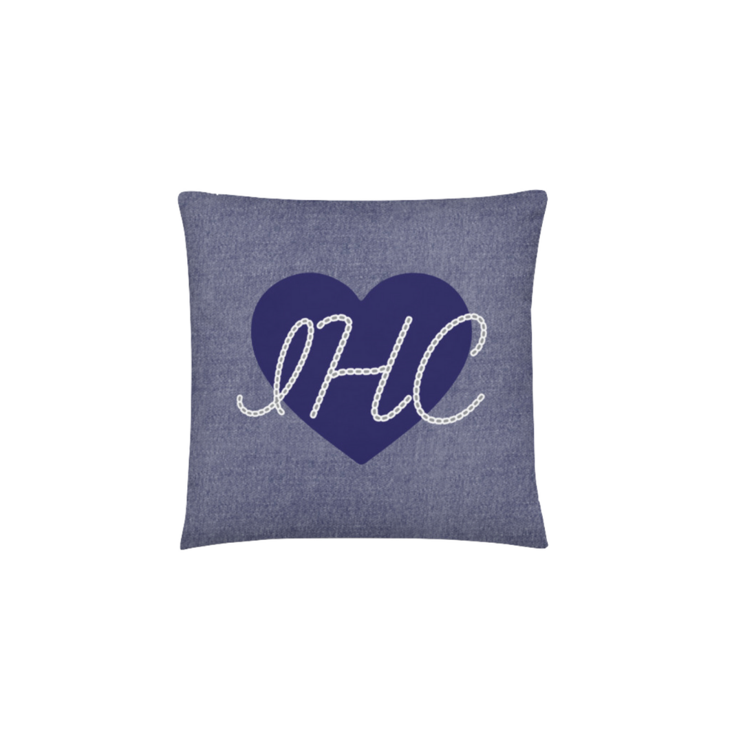 3-Love Stitch Personalized Pillow in Light Denim