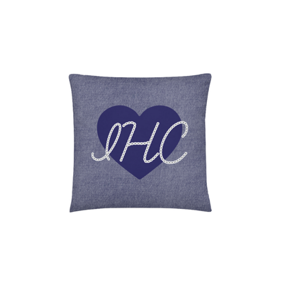 3-Love Stitch Personalized Pillow in Light Denim