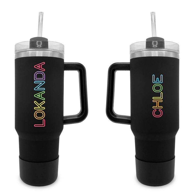 Rainbow Neon- 40 0z Tumbler with Handle