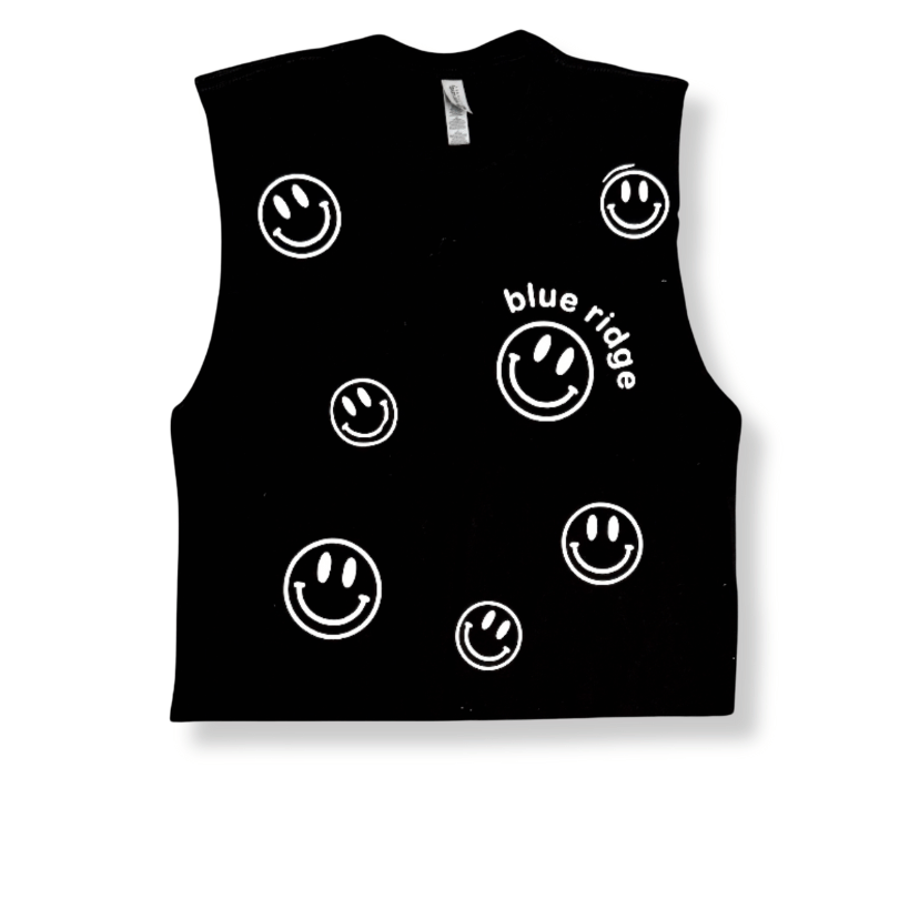 Blue Ridge Smiles Black Cut Tank - Adult Small